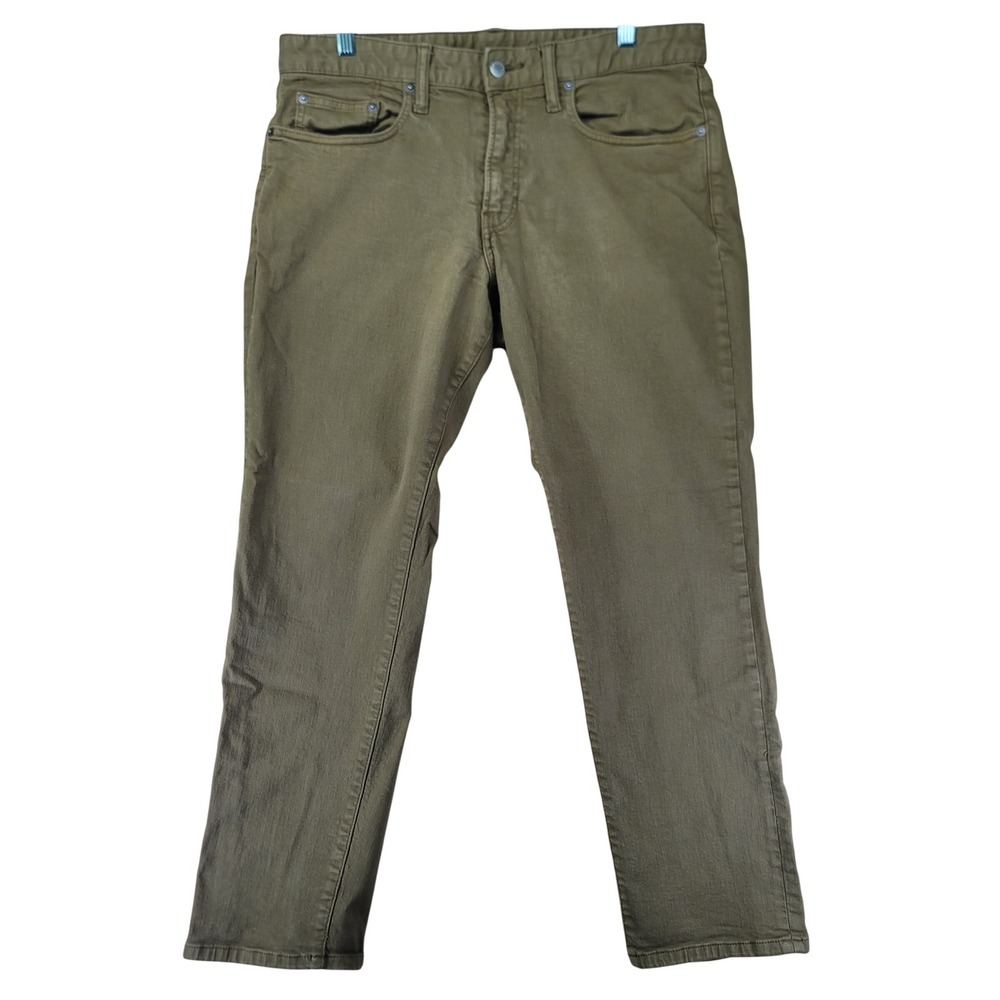 Bonobos 5-Pocket Pants Mens 35x29 Olive Green Atletic Straight Stretch BDB05261F
